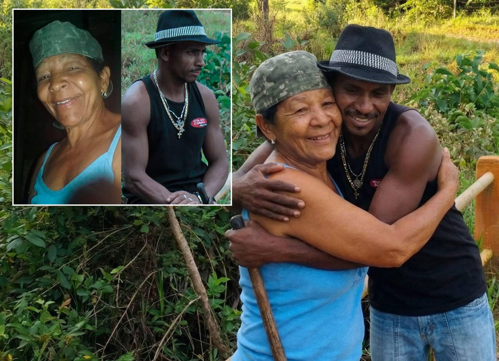 Exemplo de combinação de fotos - fotos separadas unidas em um abraço